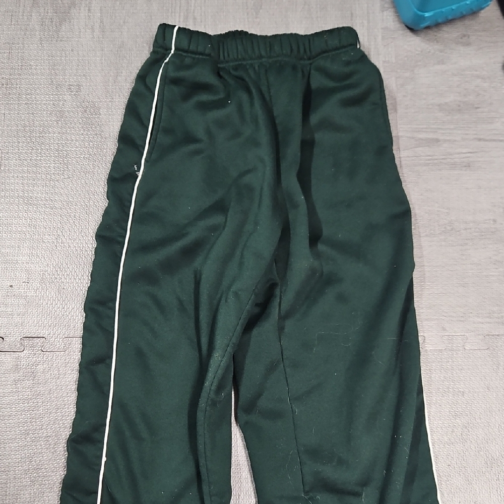 Dark Green Track Pants with White Stripe